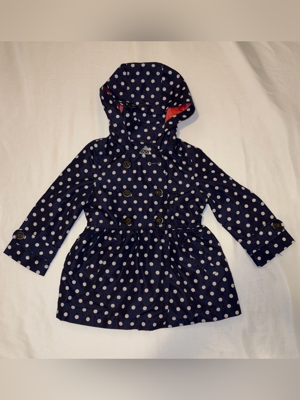 OshKosh B'gosh Navy Polka Dot Hooded Raincoat